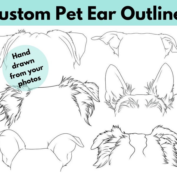 Custom Drawn Pet Ear Portrait - Digital File Only - For tattoo, memorials, gifts and more.