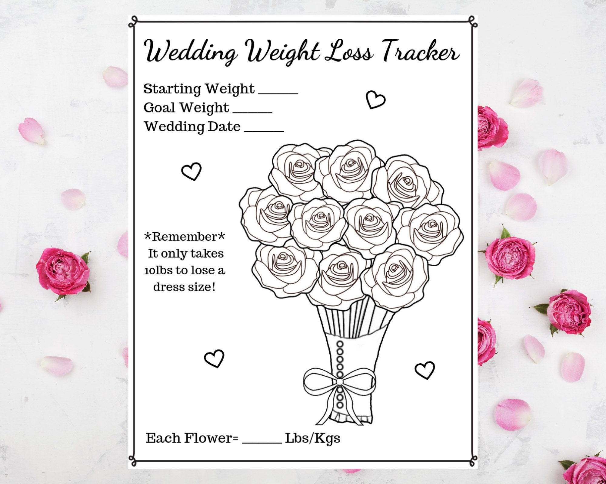Weight Loss Tracker | Wedding Wishes - Etsy