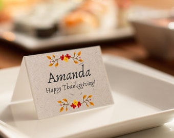 Segnaposto modificabile per il Ringraziamento / Friendsgiving / Fiori autunnali / Stampabile / PDF / Corjl / Personalizzabile