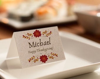 Segnaposto modificabile per il Ringraziamento/Friendsgiving / Rose d'autunno / Stampabile / PDF / Corjl / Personalizzabile