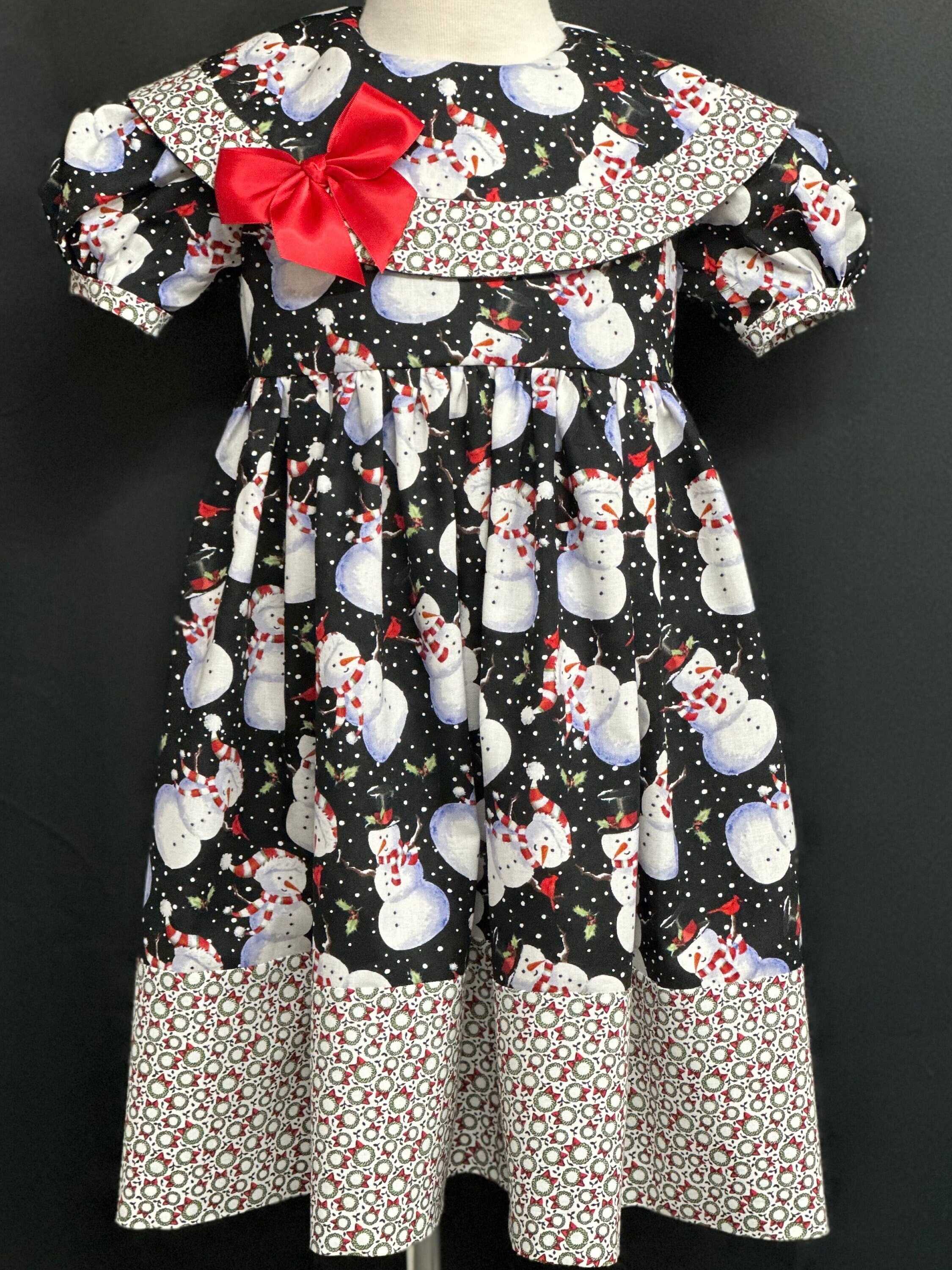 white christmas dresses Smocked Red Corduroy Christmas Tree Bishop Dress – Smocked A Lot, LLC main image 1