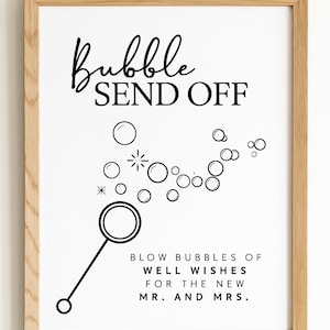 Bubble Send Off Sign Template – Wedding Sign Printable – Editable PDF – Mr. and Mrs. Decor