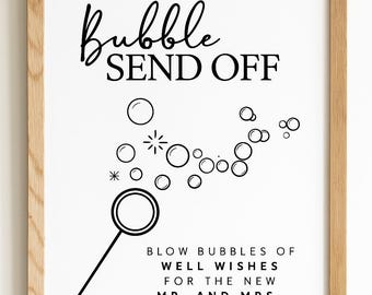 Bubble Send Off Sign Template – Wedding Sign Printable – Editable PDF – Mr. and Mrs. Decor