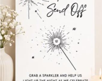 Sparkler Send Off Sign Template | Minimalist Wedding Sparkler Exit Sign | Editable Canva Printable | Instant Download