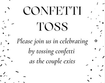 Confetti Toss Sign Template, Editable Wedding Confetti Sign, Minimalist Canva Wedding Send Off Sign, Instant Download Printable Decor