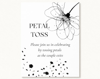 Petal Toss Sign Template, Editable Wedding Flower Petal Send Off Printable, Minimalist Ceremony Exit Sign, Canva Download