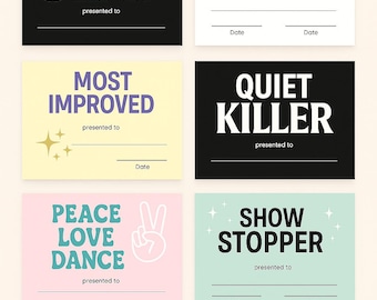 Dance Awards Certificate Bundle: Editable Canva Templates (PDF & Printable)