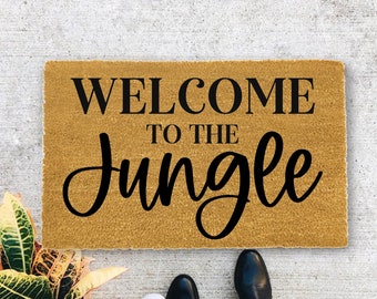 Welcome to the Jungle, Closing Gift, Funny Door mat, New home gift, Wedding gift - 153