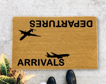 Arrivals & Departures Doormat,   Funny Doormat, Airplane Mat, Housewarming Gift , Wedding Gift - 14