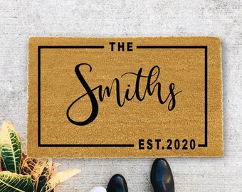 Custom Family Name Door Mat | Wedding Gift | Personalized Custom Doormat | Closing Gift | Welcome Doormat | Front Door Mat | Monogram Rug