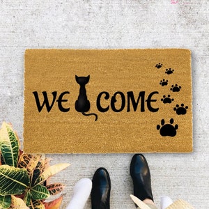 Cat Welcome door mat, Cat lover Door Mat, Doormat,  I Hope You Like Cats, Funny Doormat - 33