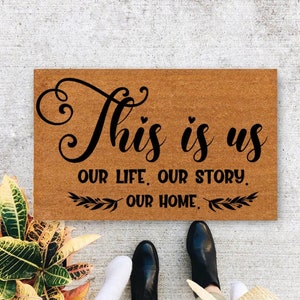 This is us , Closing Gift, Funny Door mat, New home gift, Wedding gift - 367