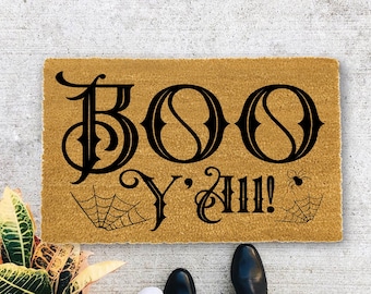 Halloween Doormat, Funny Door mat, Welcome Mat, Home Decor, Funny Doormat, Boo y elll - 7002