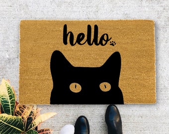 Welcome to Meow Manor Closing Gift Housewarming Home Doormat Welcome Mat Funny Door Mat Funny Gift Cute Cat Black Cat Doormat