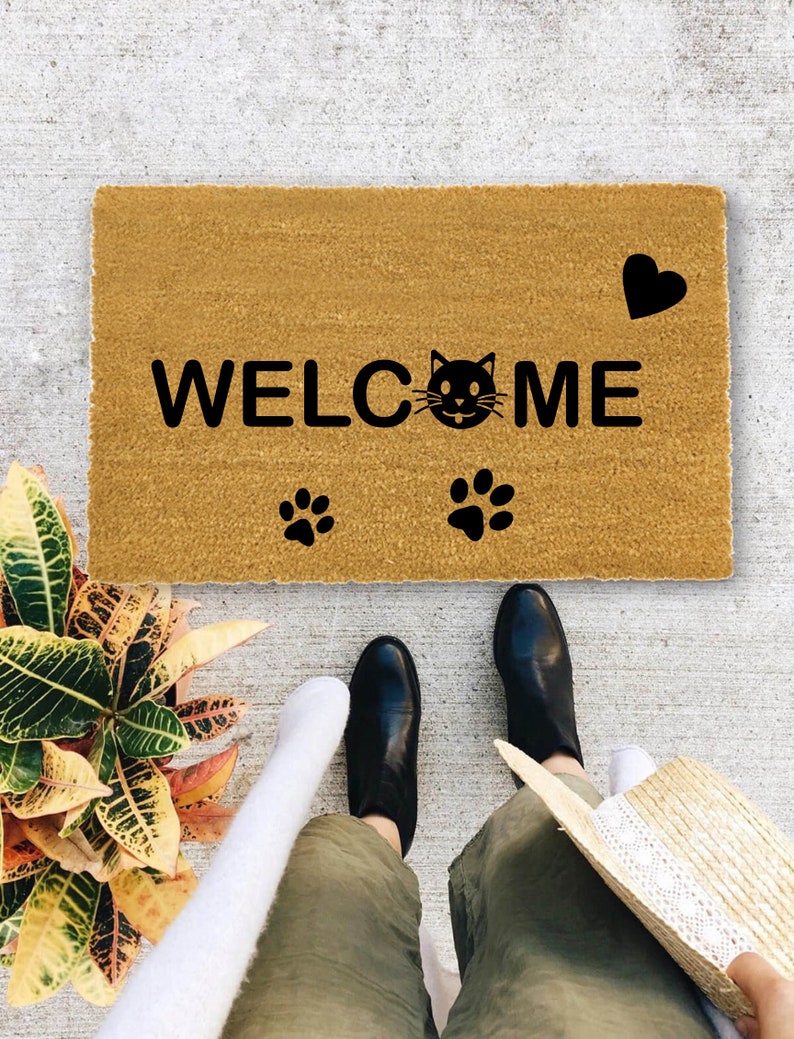 Cat Welcome door mat, Cat lover Door Mat, Doormat, I Hope You Like Cats, Funny Doormat - 33 afbeelding 2