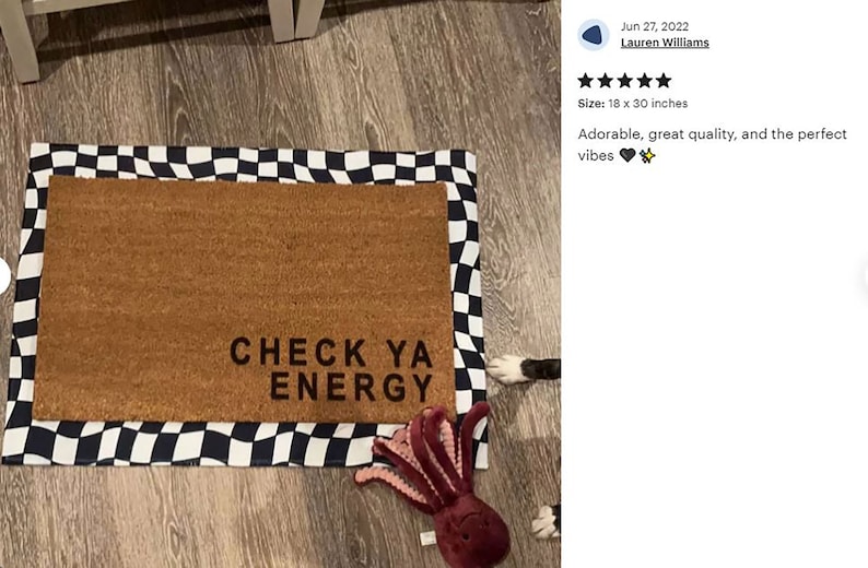 Check Ya Energy., Custom text doormat, Custom door mat, Closing Gift, Funny Door mat, New home gift, Wedding gift 4 image 8