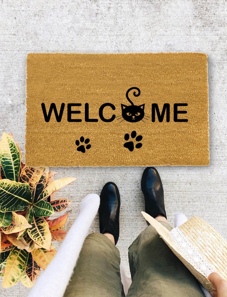 Cat Welcome door mat, Cat lover Door Mat, Doormat, I Hope You Like Cats, Funny Doormat - 33 afbeelding 4