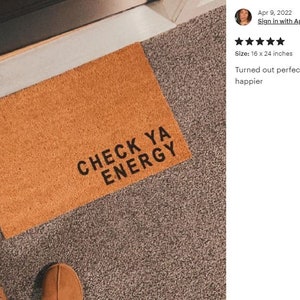 Check Ya Energy., Custom text doormat, Custom door mat, Closing Gift, Funny Door mat, New home gift, Wedding gift 4 image 9