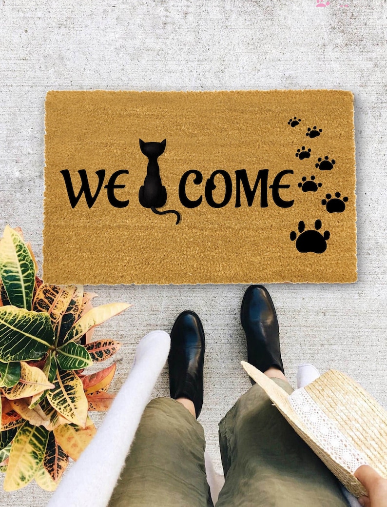 Cat Welcome door mat, Cat lover Door Mat, Doormat, I Hope You Like Cats, Funny Doormat - 33 afbeelding 1