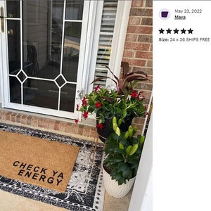 Check Ya Energy., Custom text doormat, Custom door mat, Closing Gift, Funny Door mat, New home gift, Wedding gift 4 image 6