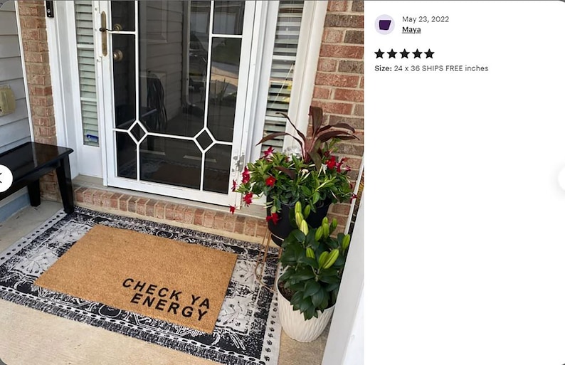 Check Ya Energy., Custom text doormat, Custom door mat, Closing Gift, Funny Door mat, New home gift, Wedding gift 4 image 6