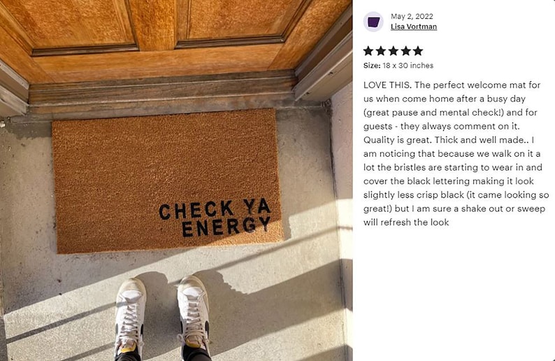 Check Ya Energy., Custom text doormat, Custom door mat, Closing Gift, Funny Door mat, New home gift, Wedding gift 4 image 7