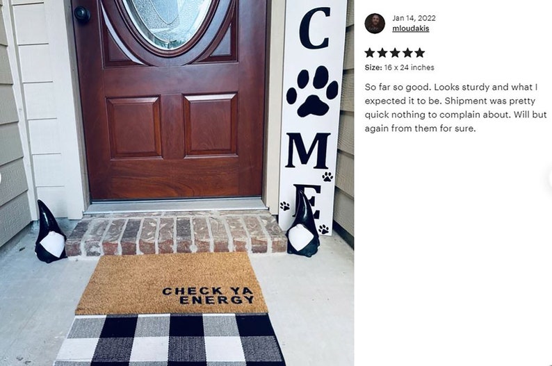 Check Ya Energy., Custom text doormat, Custom door mat, Closing Gift, Funny Door mat, New home gift, Wedding gift 4 image 5