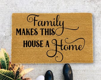 Doormat Family Makes This House A Home | Front Door Mat Closing Gift Funny Gift Doormat Outdoor Cute Doormat Coir Mat Gift Farmhouse