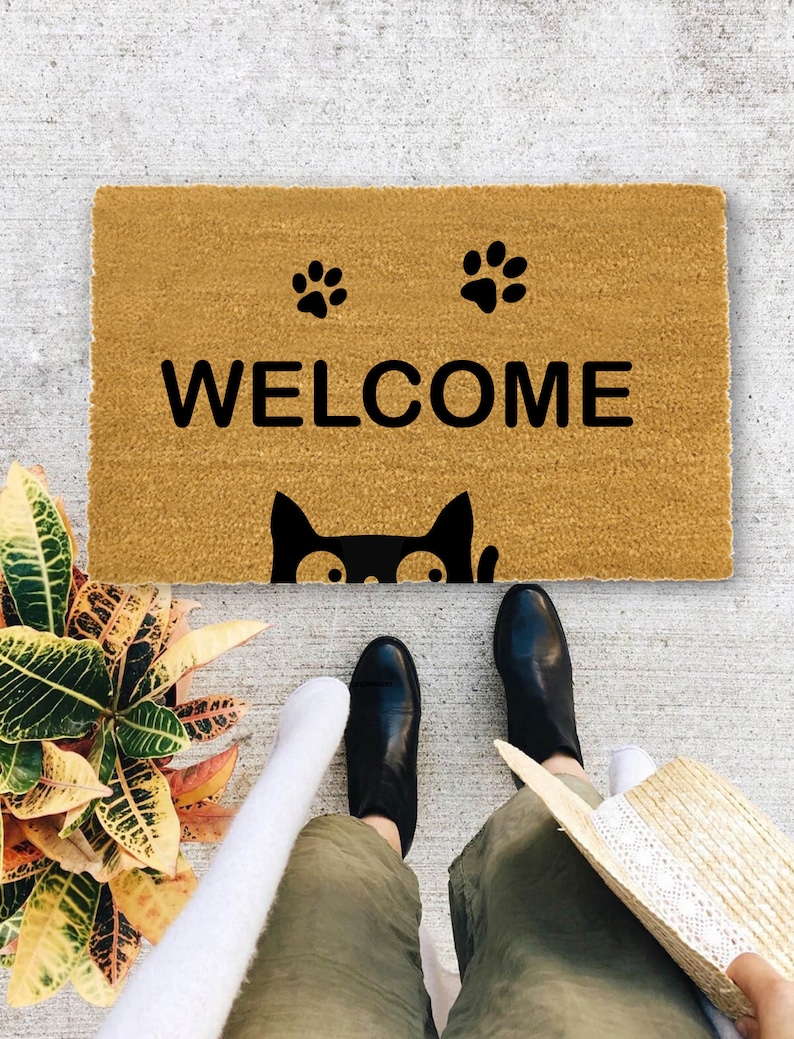 Cat Welcome door mat, Cat lover Door Mat, Doormat, I Hope You Like Cats, Funny Doormat - 33 afbeelding 3