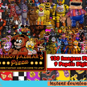 Five Nights at Freddy&#39;s Set, Freddy&#39;s, Png files and digital paper,  Animatronics PNG, files with transparent background