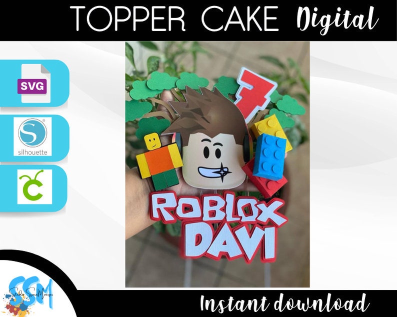 ROBLOX Cake Topper Cake Topper, Cake Topper, Interlaced Circle, Digital, Silhouette, Studio Etsy