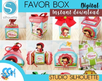 Little Red Riding Hood - favor box studio silhouett,  PDF  Digital paper set - Digital download