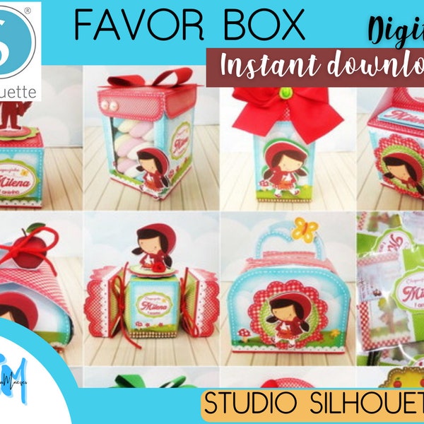 Little Red Riding Hood - favor box studio silhouett,  PDF  Digital paper set - Digital download