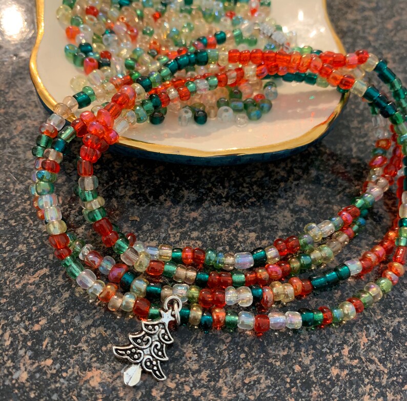 Christmas Waist Beads with Tree Charm African WaistBeads Gifts for Christmas