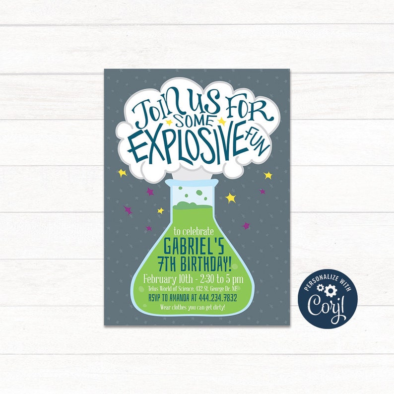 Editable Science Party Invitation, Science Birthday Invitation Template ...