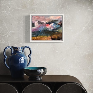 Original Oil Painting "Peaks - Mountain Series -#1", Mountain Art, Landscape Art, Palette Knife Art