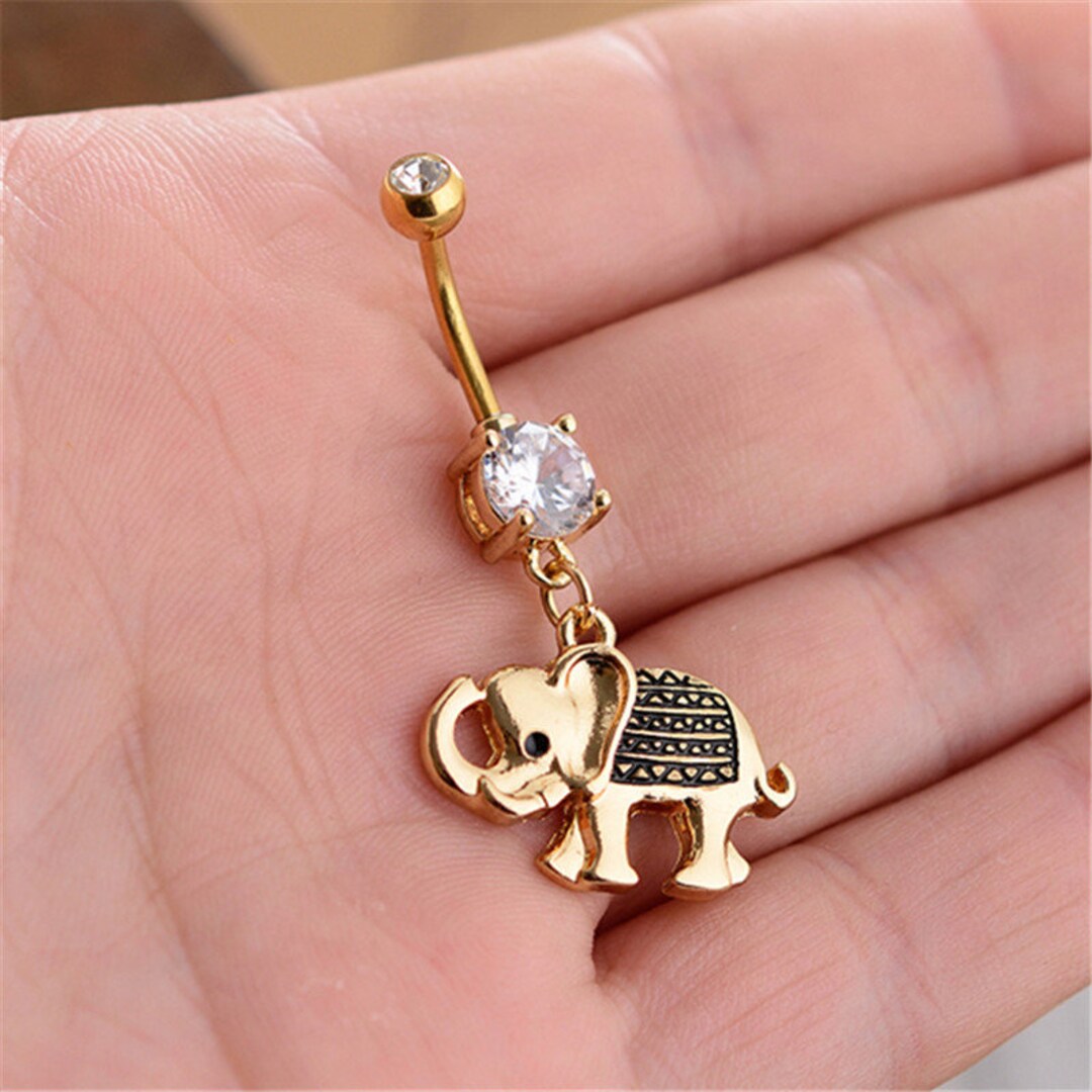 Elephant Belly Button Jewelrybelly Ring Navel Piercing Ring Etsy