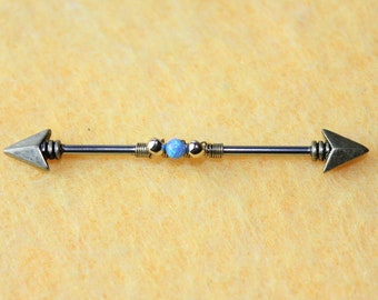 Industrial piercing earring. Industrial barbell, Industrial jewelry piercing, Arrow Industrial Barbell,