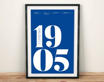 Chelsea Print Chelsea FC Poster Chelsea Gift Founding Date Poster 1905 Stamford Bridge Chelsea Football Club