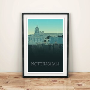 Nottingham Print Poster Nottingham History Nottingham City Landmarks Evening Post Nottingham Castle Robin Hood The Caves
