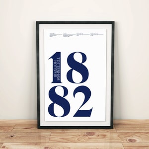 Tottenham Hotspur Print Founding Date Poster 1882 Tottenham Hotspurs Print Football Art COYS THFC