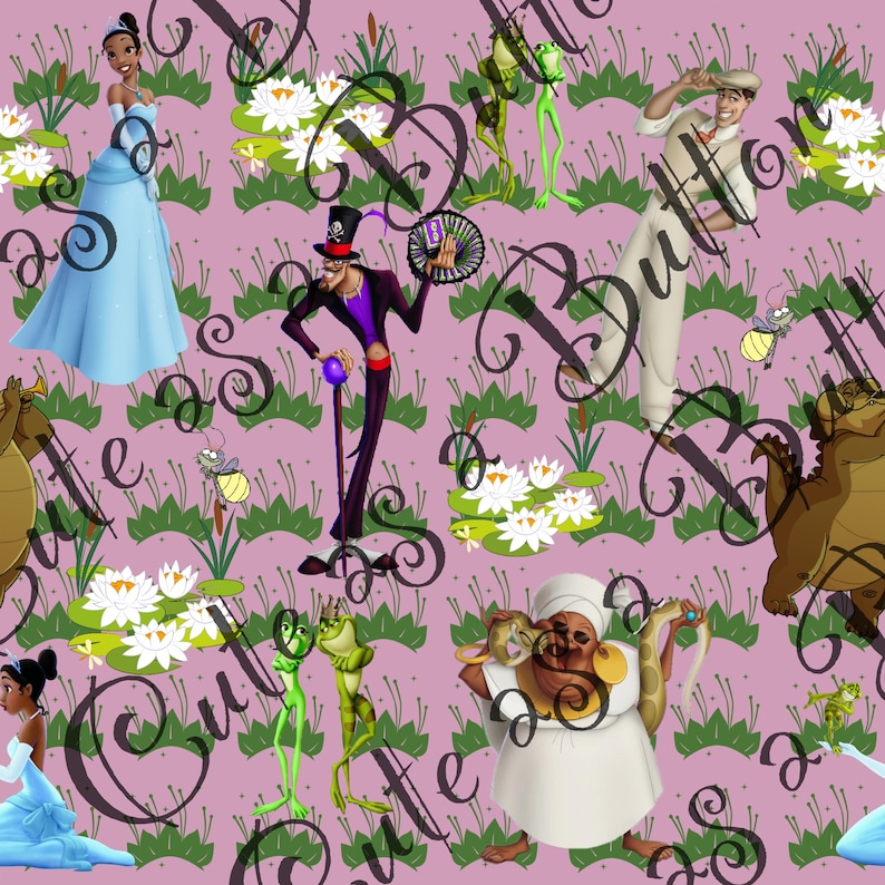 Princess and the Frog Seamless File Fabric Print Tested - Etsy