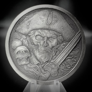 Moneta personalizzata con tema teschio pirata, pezzo unico che non puoi acquistare da nessun&#39;altra parte, moneta con corona antica da 40 mm