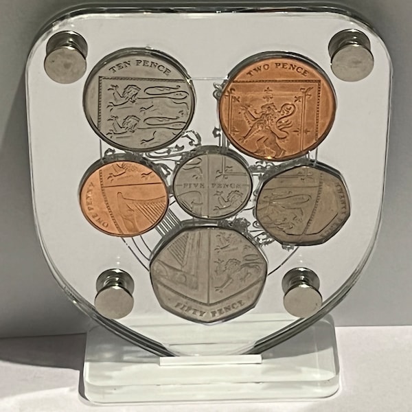 Royal shield coin display stand mirror finished top quality