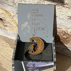 pagan Hare in the Moon jewellery pendant handmade from old coins, Moon Gazing hare jewellery, Hare necklace made from recycled old coins