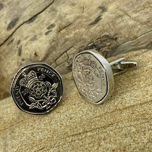 Handmade Personalised Cufflinks made from 20 pence pieces with your date of choice, Unique coin art, Commissions welcome