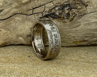 Half Crown Coin Ring , Gift for Him.  Wedding ring, Friendship ring, Band ring 1947-1967