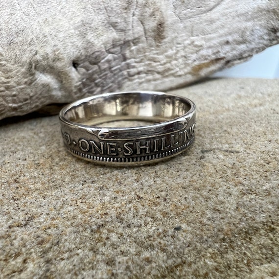 Hand Made British Shilling 50 Silver Coin Ring Smooth Inside Etsy
