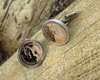 Handmade Rhodium Plated Penny Cufflinks: 1971-2020 Coin Dates