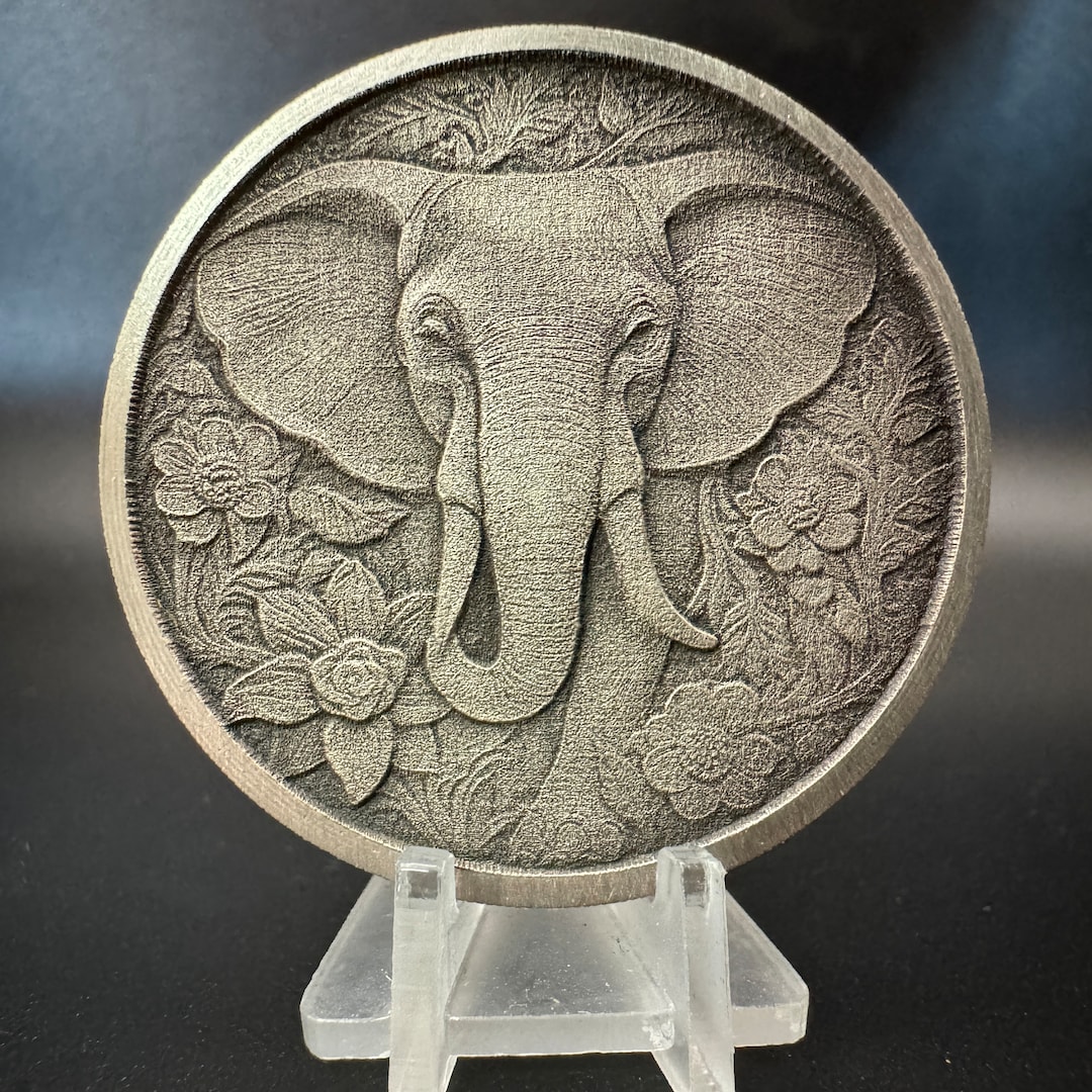 Engraved Elephant Coin: British Crown Wildlife Art, Safari Decor - Etsy